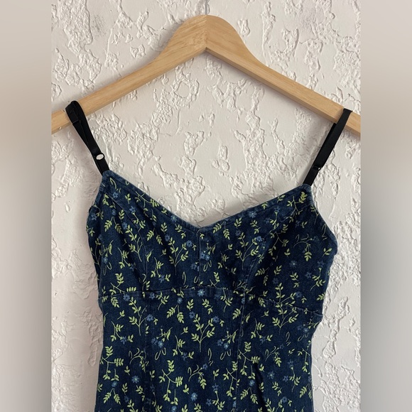 Y2K Rare Vintage Sexy Denim Flora Mini Dress by Hot Kiss - Picture 3 of 5